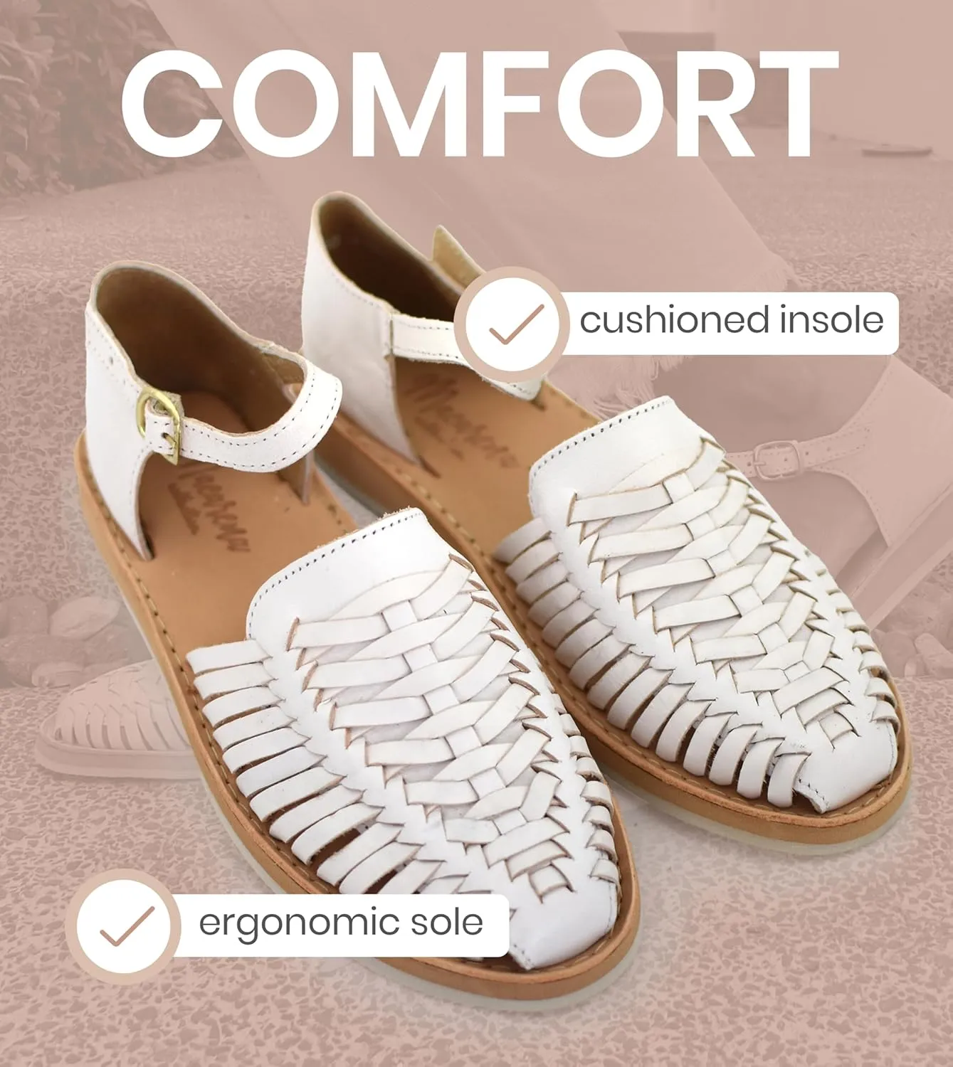 Macarena Collection Womens Shoes Leather Sandals Ankle for Women | Huarache Handmade Mexican Sandals Women | Comfortable & Stylish Womens Sandals 3050 Ankle Strap