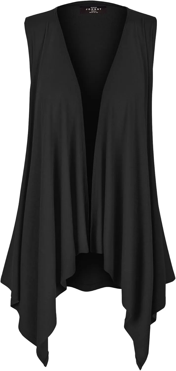 Made By Johnny Women's Lightweight Sleeveless Draped Open Cardigan