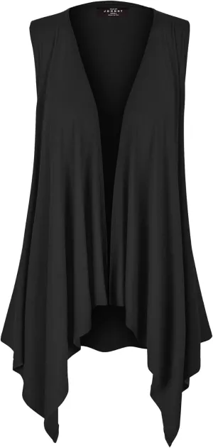Made By Johnny Women's Lightweight Sleeveless Draped Open Cardigan