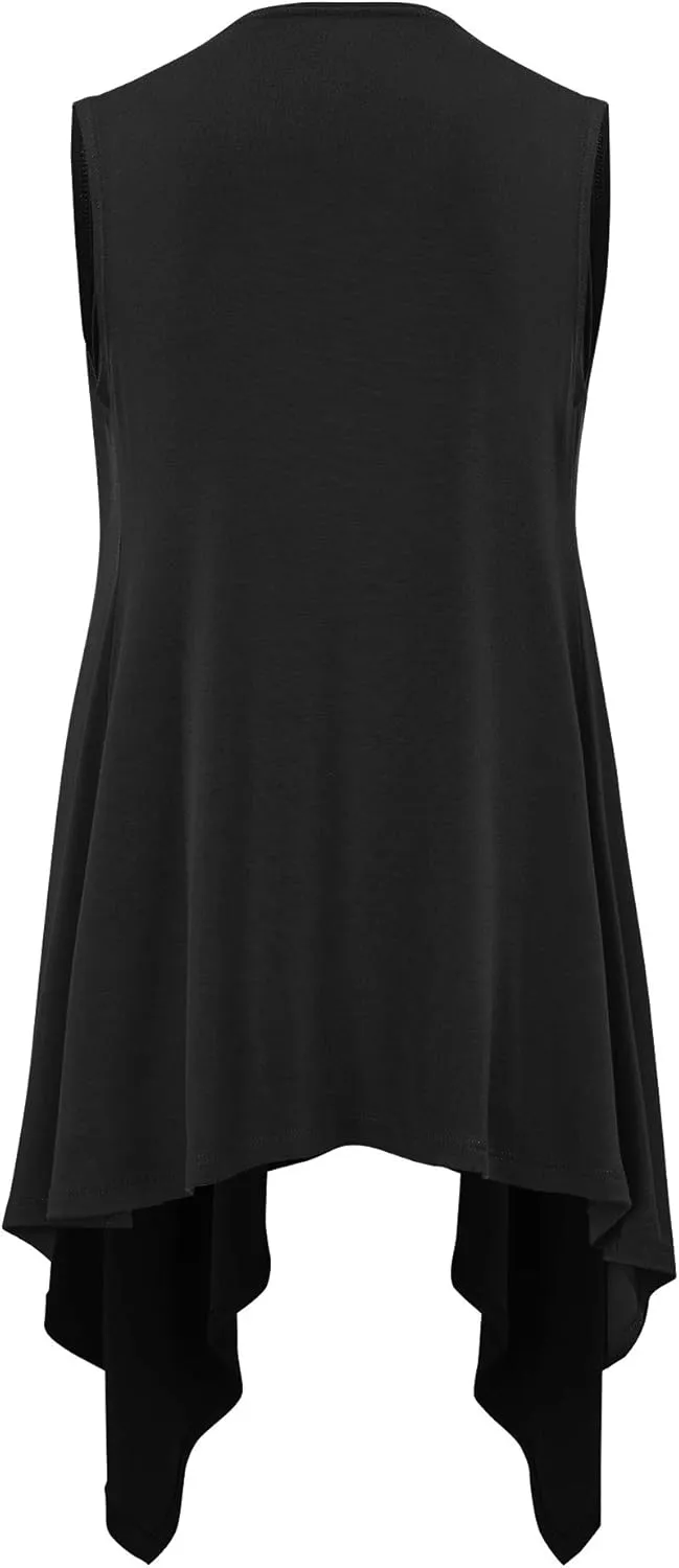 Made By Johnny Women's Lightweight Sleeveless Draped Open Cardigan