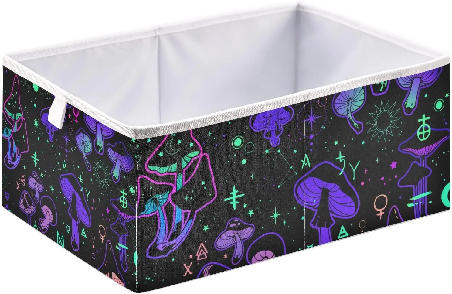 Magic-mushrooms Print Foldable Fabric Cloth Strong Sturdy Storage Cube Basket Bins Organizer with Handles, For Home Shelf Closet And Toys Storage 11x11x11in