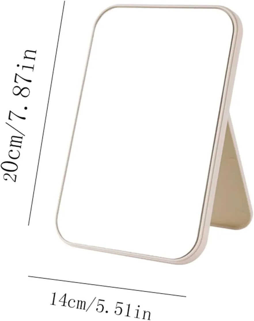 Make Up Mirror Household Makeup Mirror Desktop Foldable Standing High-Definition Makeup Mirror Portable Square Makeup Mirror Mirror for Desk(Pink,Small)