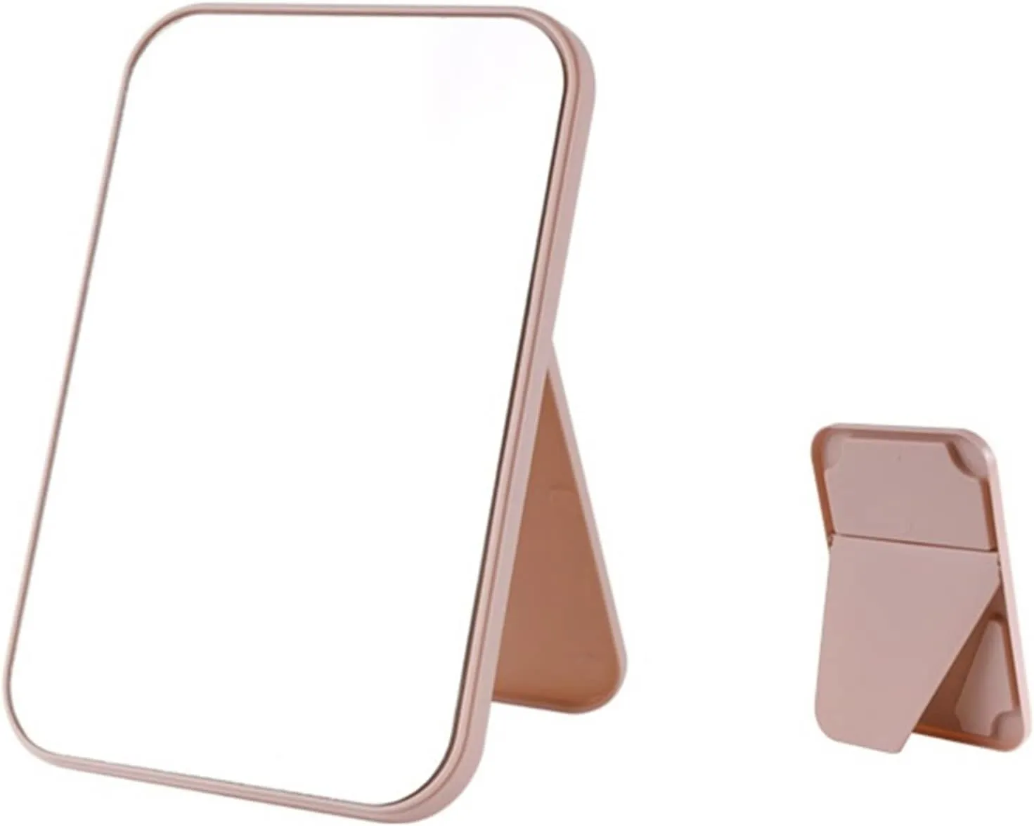 Make Up Mirror Household Makeup Mirror Desktop Foldable Standing High-Definition Makeup Mirror Portable Square Makeup Mirror Mirror for Desk(Pink,Small)
