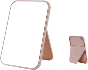 Make Up Mirror Household Makeup Mirror Desktop Foldable Standing High-Definition Makeup Mirror Portable Square Makeup Mirror Mirror for Desk(Pink,Small)