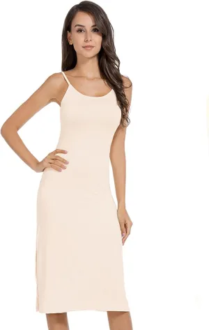 MANCYFIT Full Slip Dress for Women Spaghetti Strap Under Cami Slit Soft Sleeveless Nightgowns