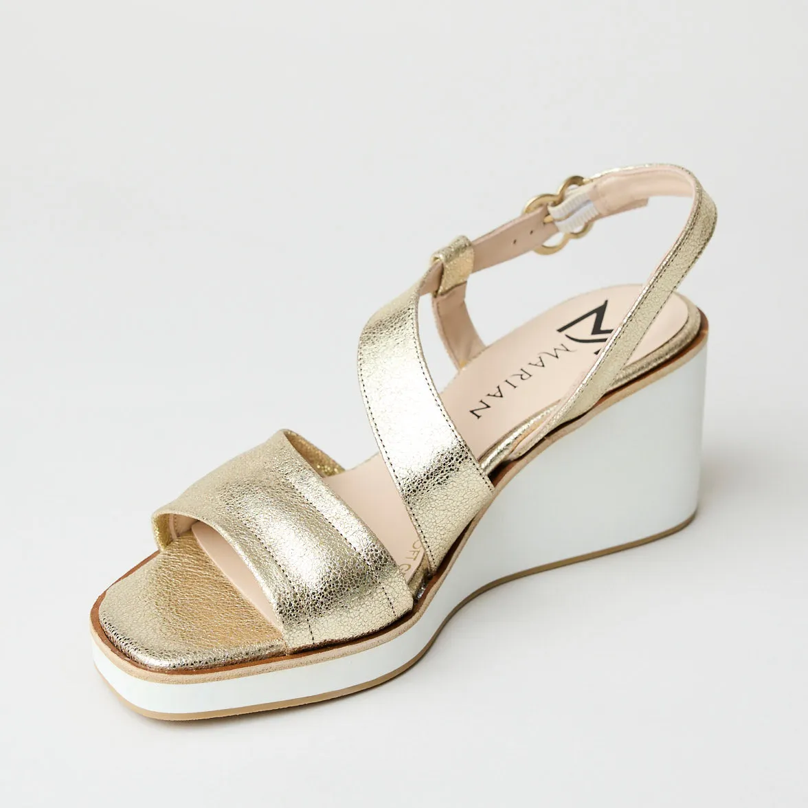 Marian Gold Leather Metallic Wedge Sandals