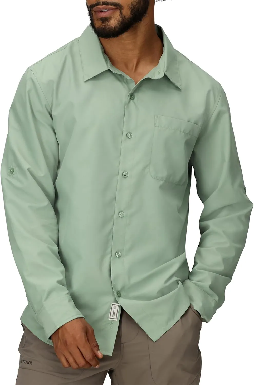MARMOT Men's Aerobora Long Sleeve Button-Down Shirt - Lightweight, Packable, Quick-Drying UPF Protection