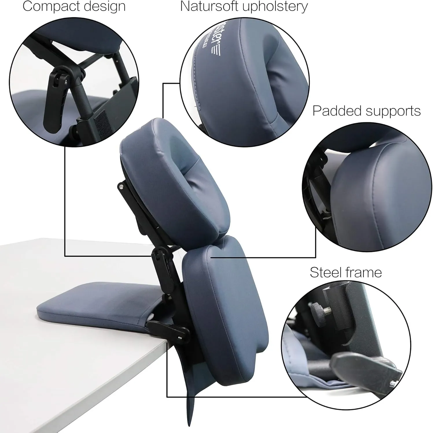 Master Massage Foldable Desktop Face Cradle Kit – Adjustable Head Rest Cushion for Table & Desk Top – Versatile Massage Kit for Siesta, Royal Blue
