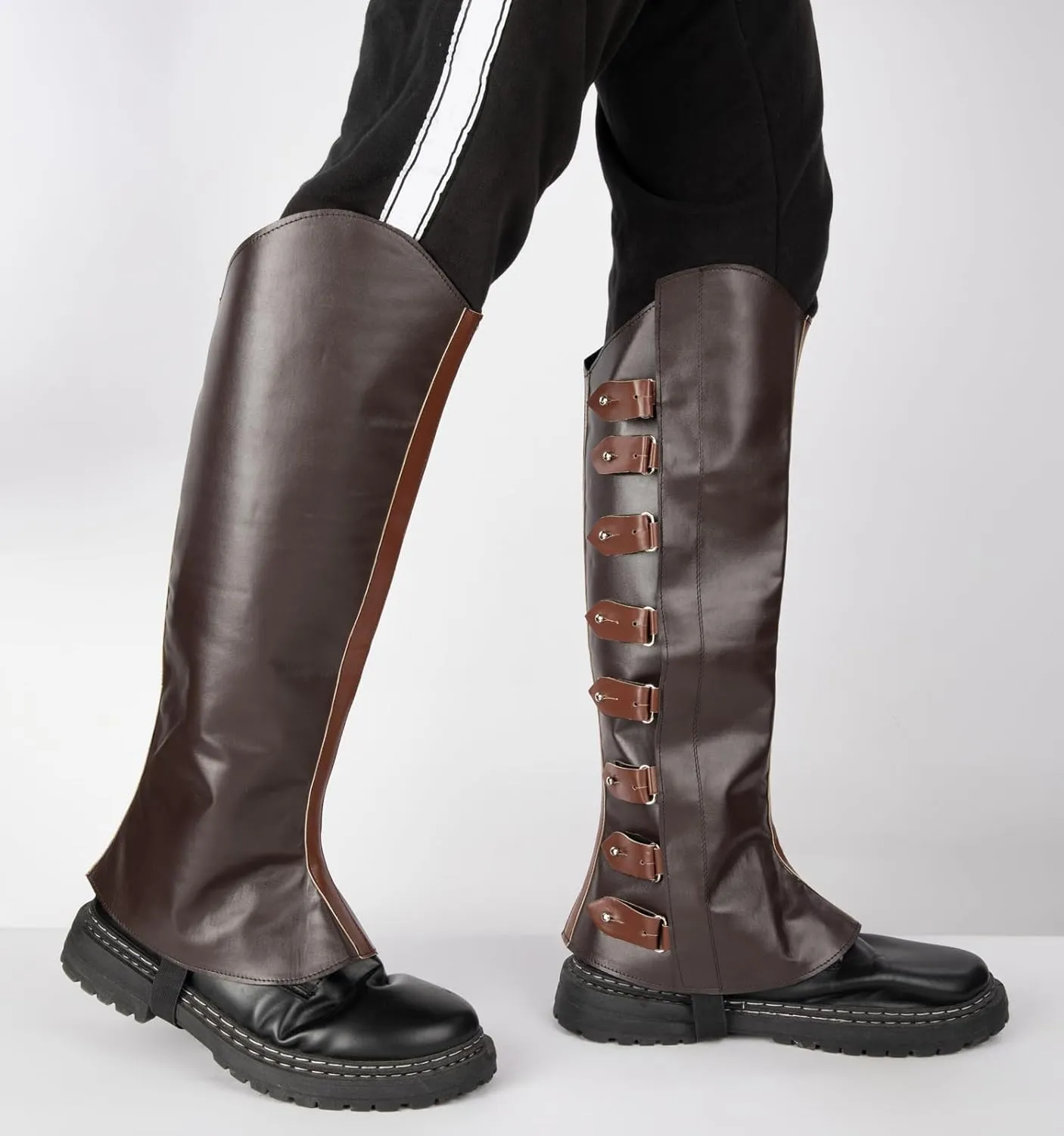 Medieval Boot Cover Men Faux Leather Pirate Renaissance Boot Covers for Halloween Cosplay Costume