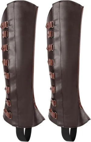 Medieval Boot Cover Men Faux Leather Pirate Renaissance Boot Covers for Halloween Cosplay Costume