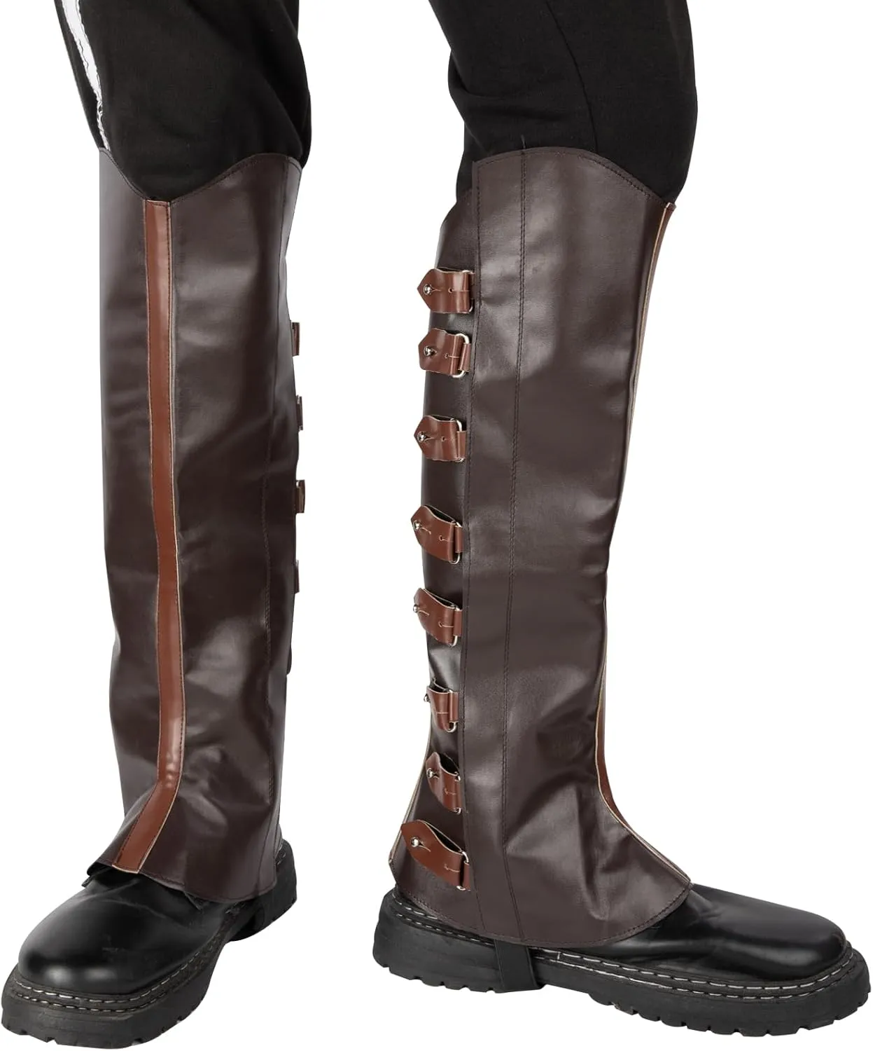 Medieval Boot Cover Men Faux Leather Pirate Renaissance Boot Covers for Halloween Cosplay Costume