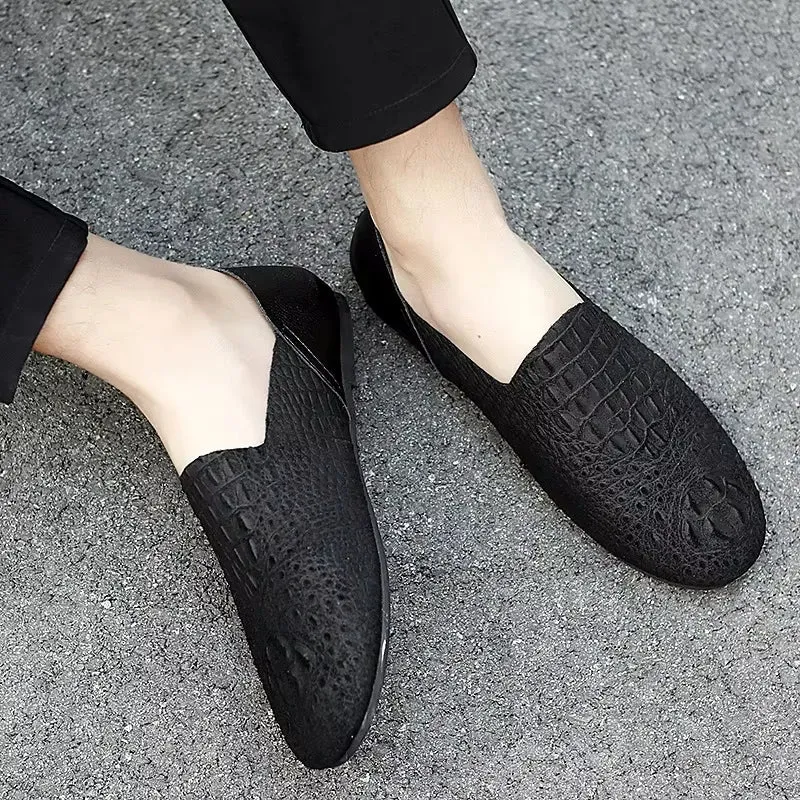 Men Loafer Comfortable Made Crocodile Pattern Shoes