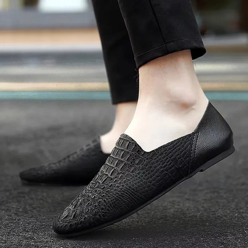 Men Loafer Comfortable Made Crocodile Pattern Shoes