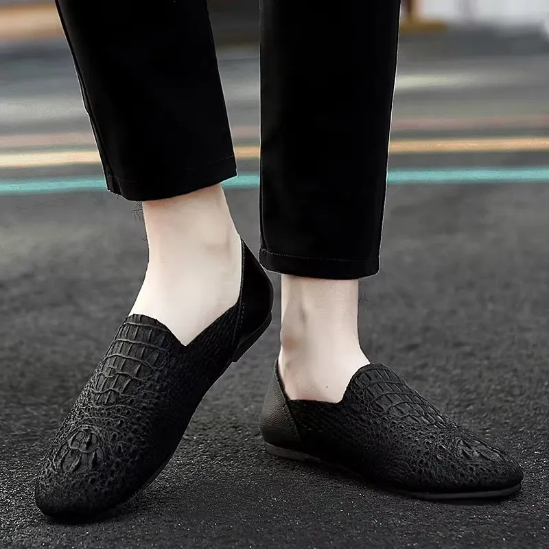 Men Loafer Comfortable Made Crocodile Pattern Shoes