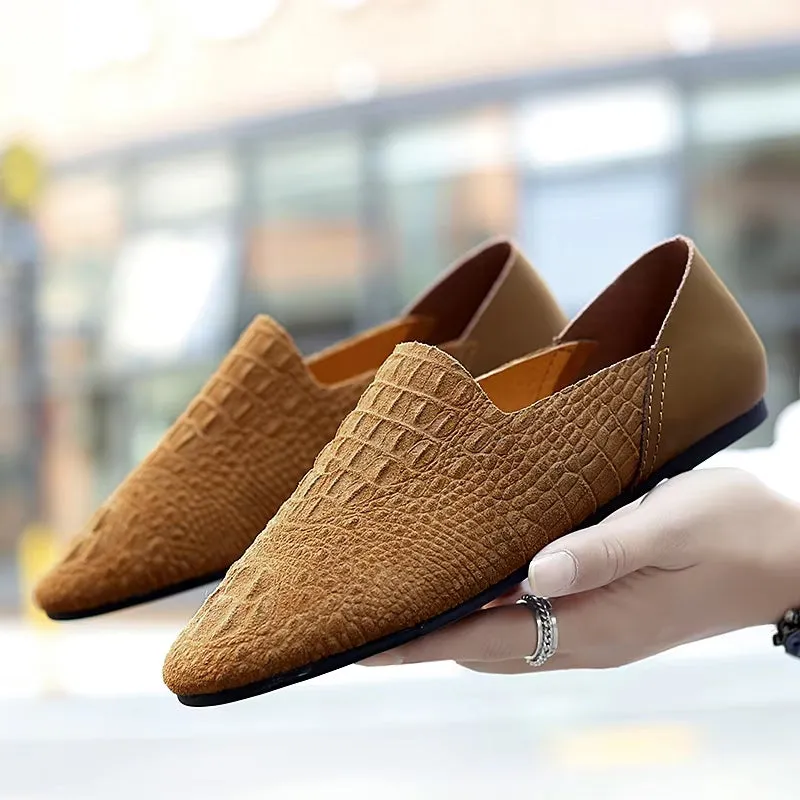 Men Loafer Comfortable Made Crocodile Pattern Shoes