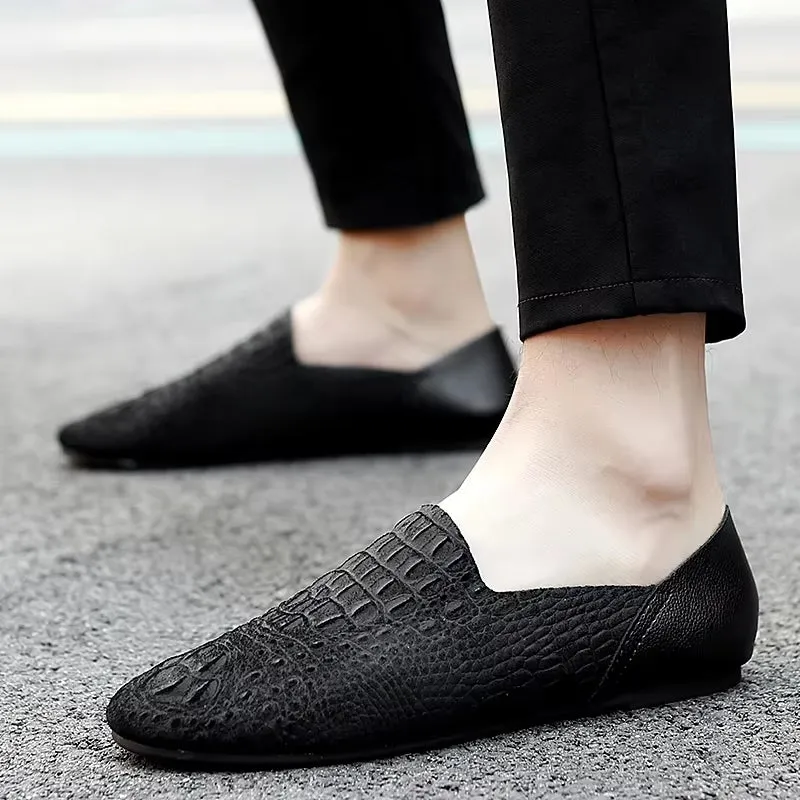 Men Loafer Comfortable Made Crocodile Pattern Shoes