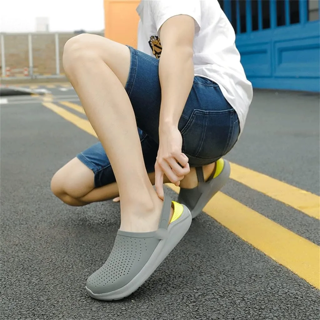 Men Sandals Rubber Clogs for Men Unisex Garden Shoes Black(Gray,40 Code)