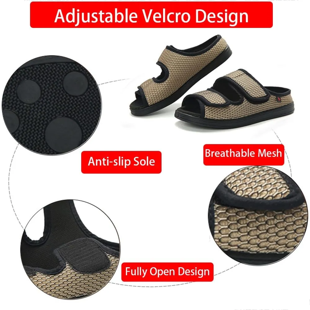 Men's Diabetic Shoes Extra Wide Width Diabetic Slippers,Diabetic Walking Shoes Adjustable Closure Arch Support Orthopedic Shoes for Swollen Feet Plantar Fasciitis