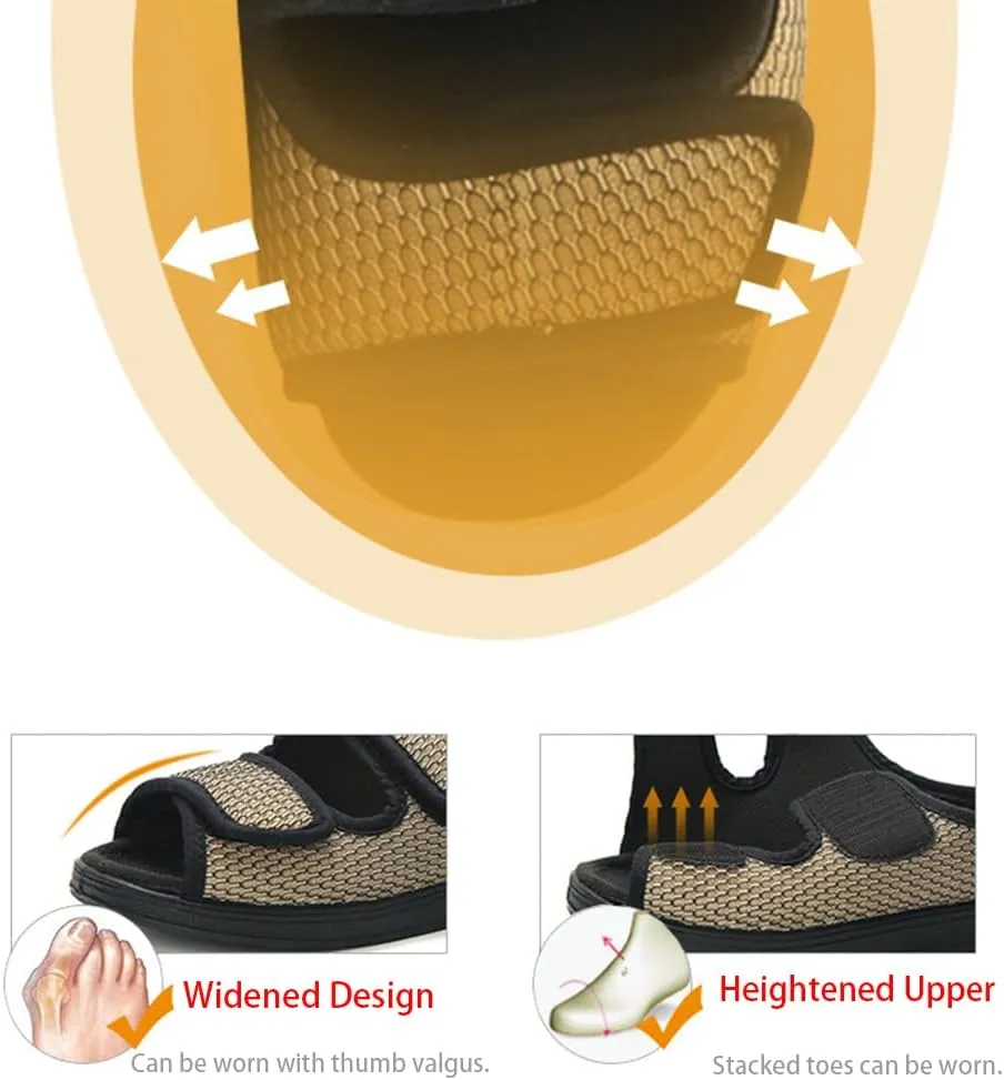 Men's Diabetic Shoes Extra Wide Width Diabetic Slippers,Diabetic Walking Shoes Adjustable Closure Arch Support Orthopedic Shoes for Swollen Feet Plantar Fasciitis