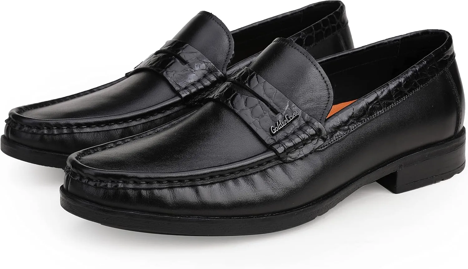 Men's Genuine Leather Loafers Crocodile Printed Slip On Soft Driving Dress Shoes