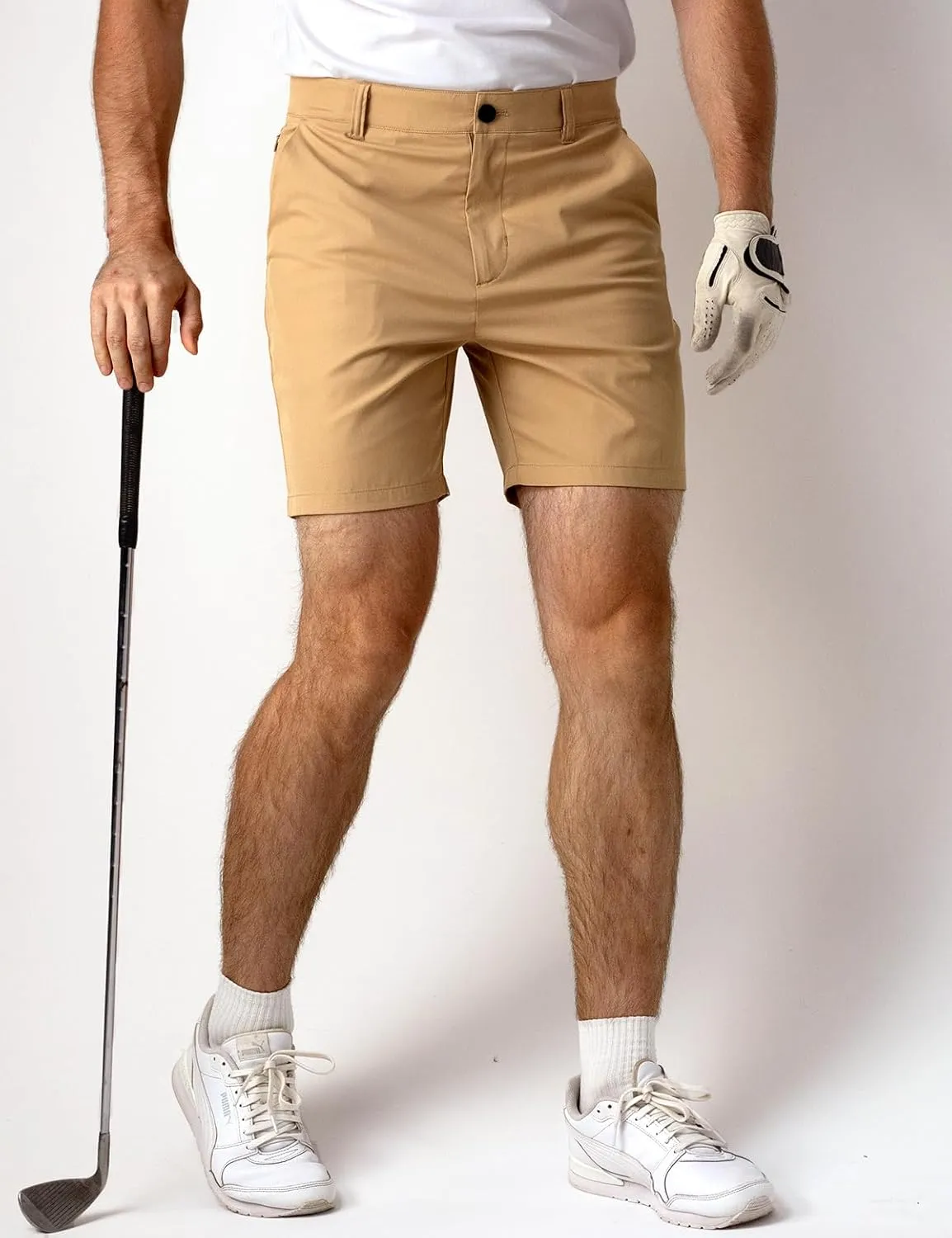 Mens Golf Shorts 7 Inch Inseam, Quick Dry Stretch Casual Lightweight Stretch Flat Front Hybrid Men's Golf Shorts for Men