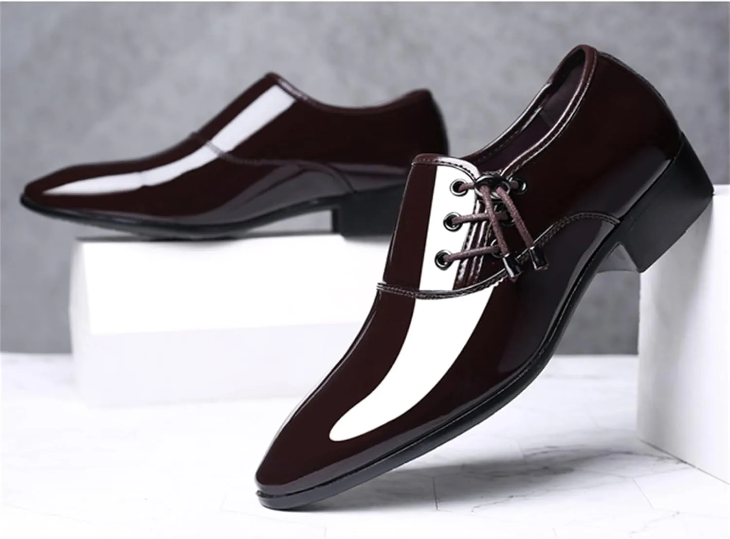 Mens Loafer Shoes Slip on Patent Leather Modern Dress Shoes for Men Business Casual Driving Prom Party Wedding Comfortable
