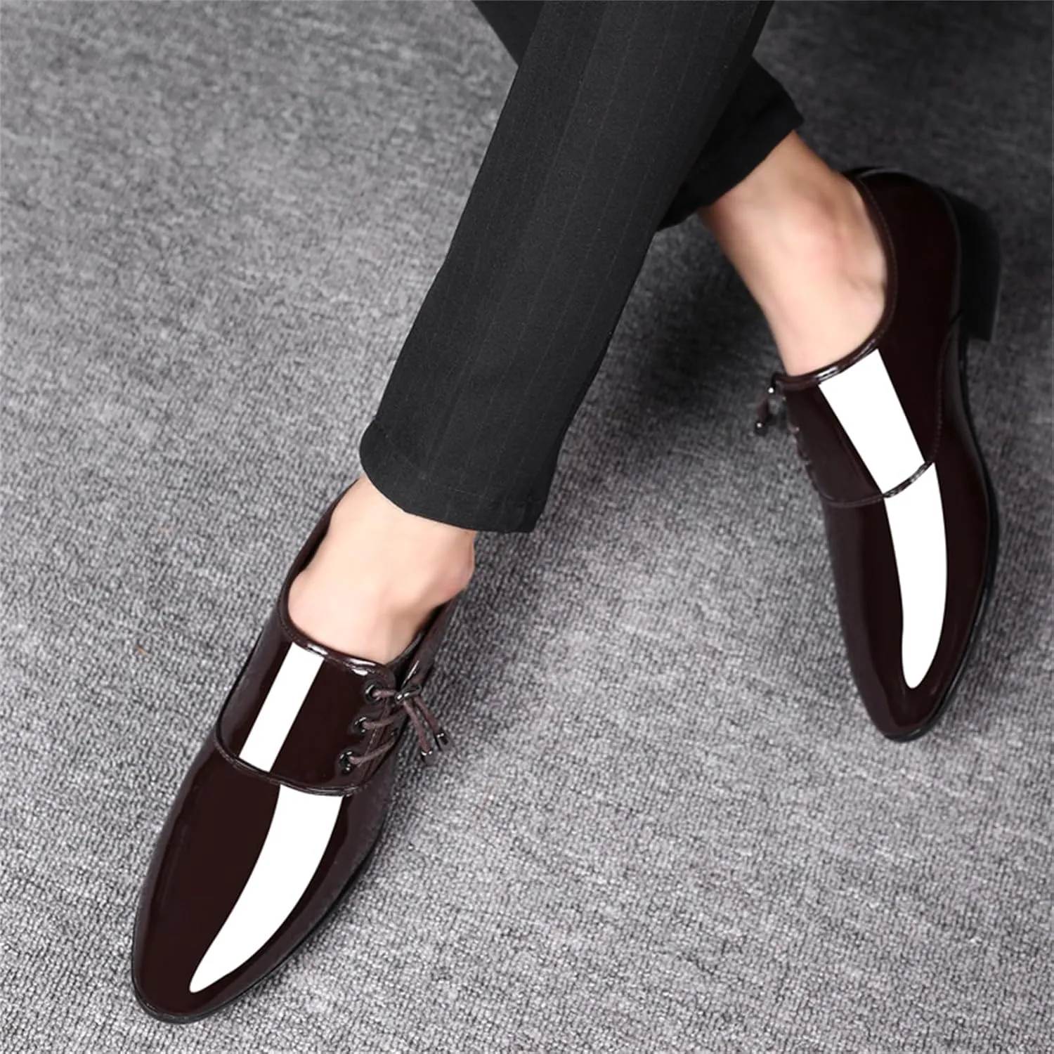 Mens Loafer Shoes Slip on Patent Leather Modern Dress Shoes for Men Business Casual Driving Prom Party Wedding Comfortable