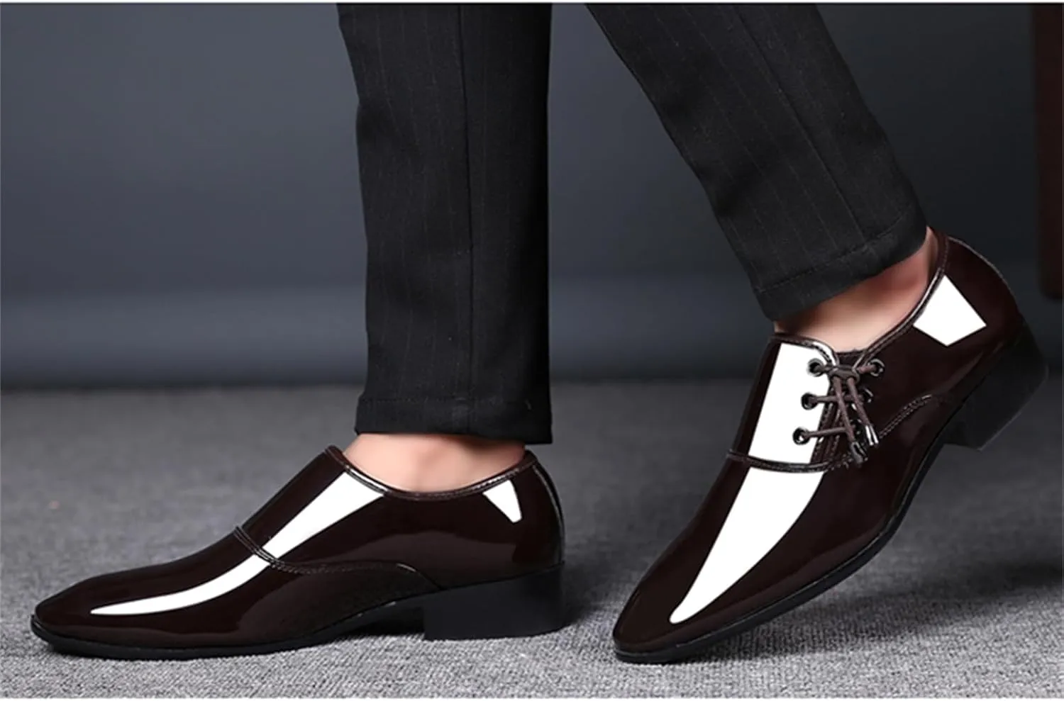 Mens Loafer Shoes Slip on Patent Leather Modern Dress Shoes for Men Business Casual Driving Prom Party Wedding Comfortable