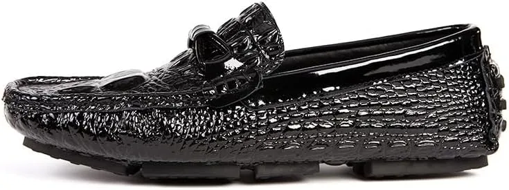 Men's Loafers Shoes Solid Color Crocodile Print Driving Style Loafer Lightweight Comfortable Slip Resistant Outdoor Walking Slip-on