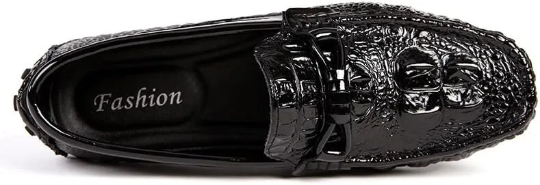 Men's Loafers Shoes Solid Color Crocodile Print Driving Style Loafer Lightweight Comfortable Slip Resistant Outdoor Walking Slip-on