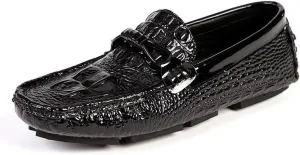 Men's Loafers Shoes Solid Color Crocodile Print Driving Style Loafer Lightweight Comfortable Slip Resistant Outdoor Walking Slip-on