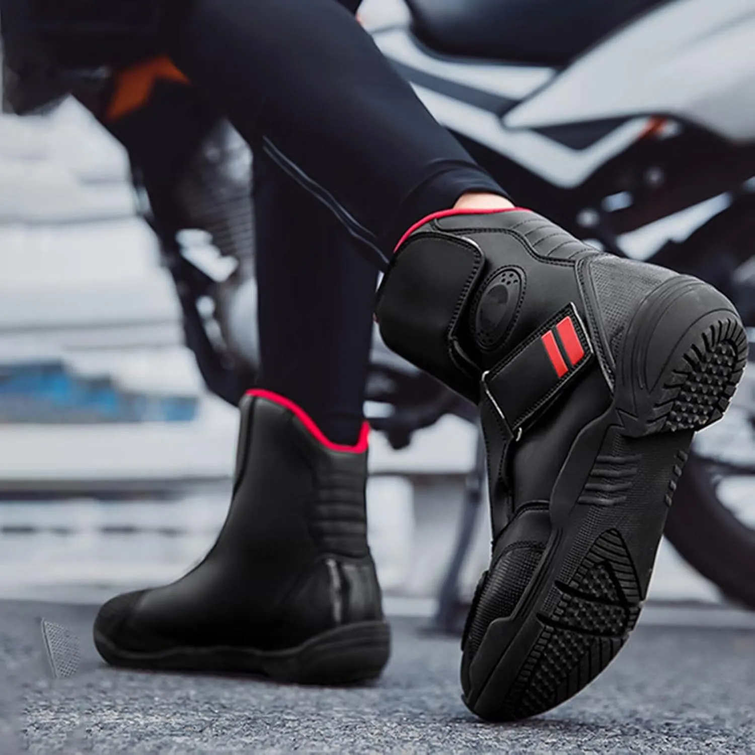 Men's Motorcycle Racing Shoes Waterproof High-Top Breathable Biker Boots Sneakers Powersports Footwear Crash Protection Protective Street Riding Dirt Bike Boots