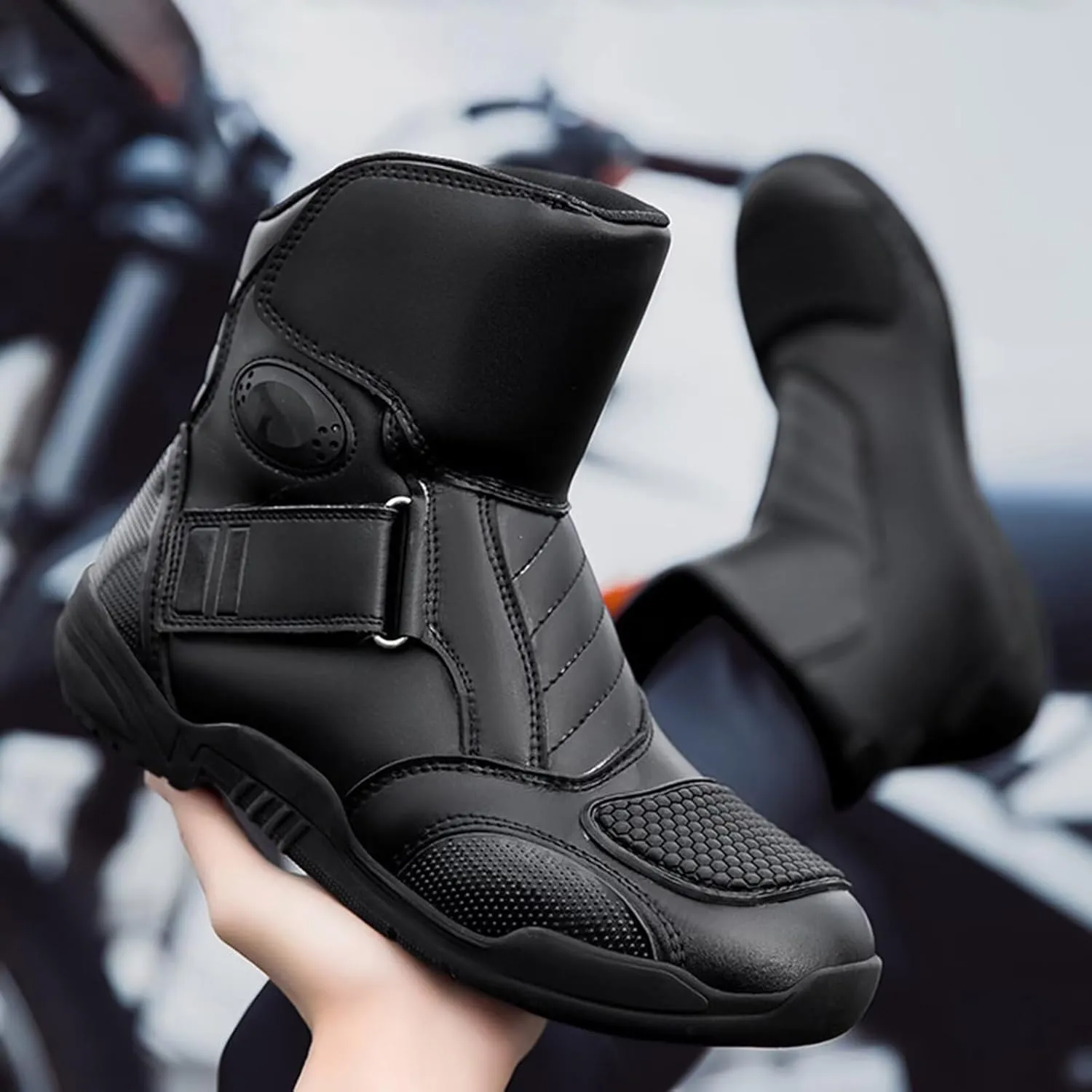 Men's Motorcycle Racing Shoes Waterproof High-Top Breathable Biker Boots Sneakers Powersports Footwear Crash Protection Protective Street Riding Dirt Bike Boots