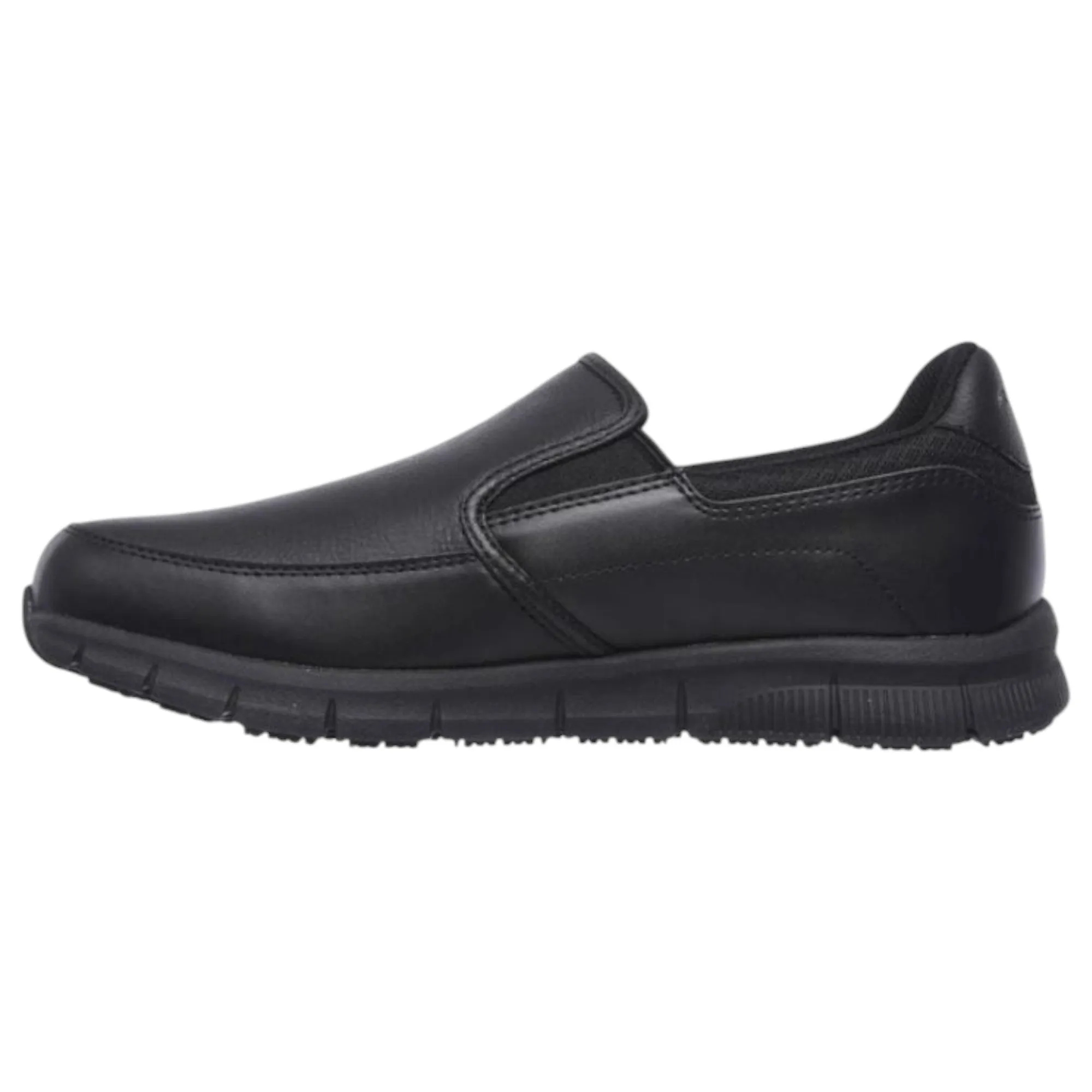Mens Skechers Nampa Groton Slip Resistant Wide Fit Black Slip On Shoes