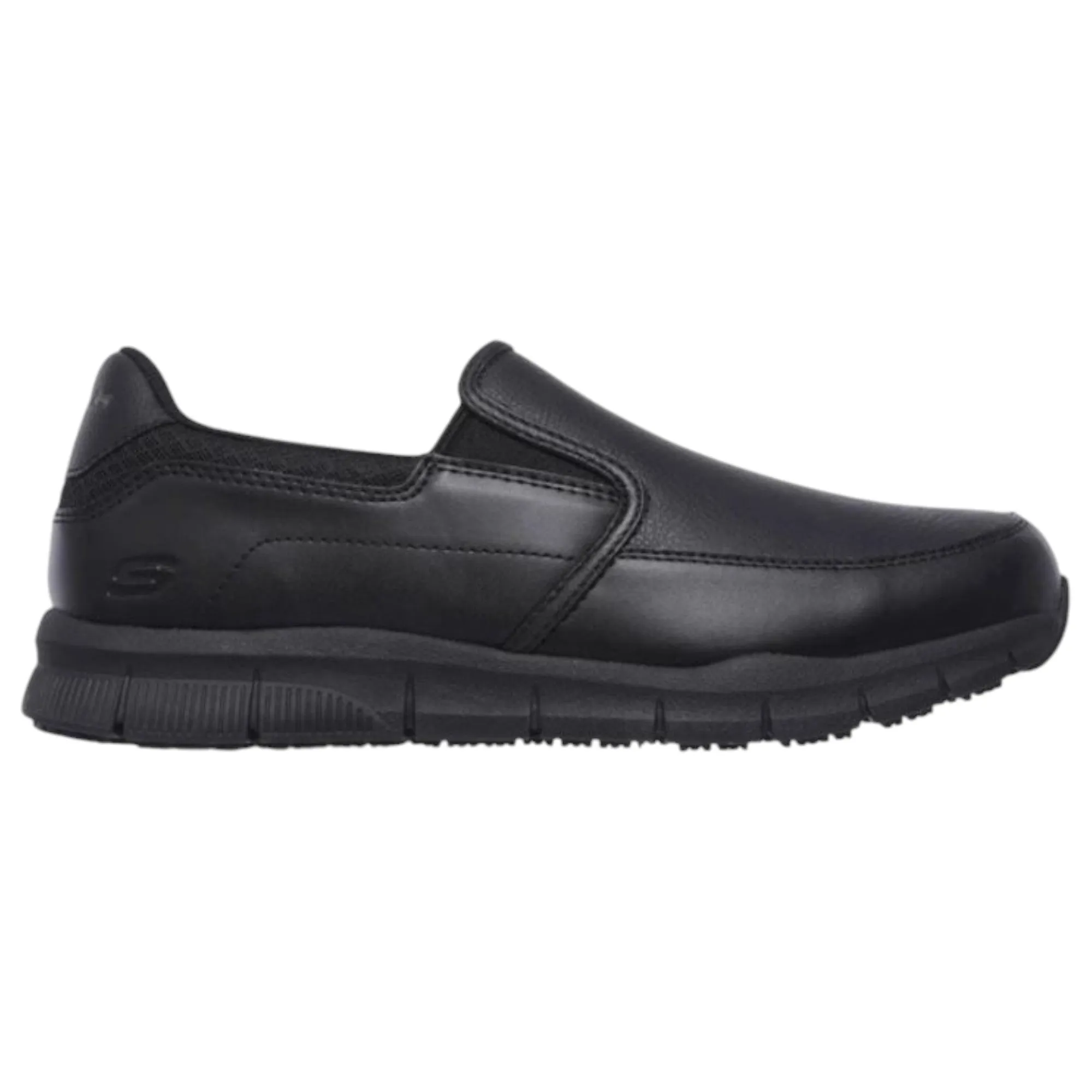 Mens Skechers Nampa Groton Slip Resistant Wide Fit Black Slip On Shoes