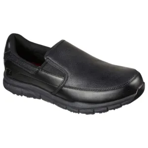 Mens Skechers Nampa Groton Slip Resistant Wide Fit Black Slip On Shoes