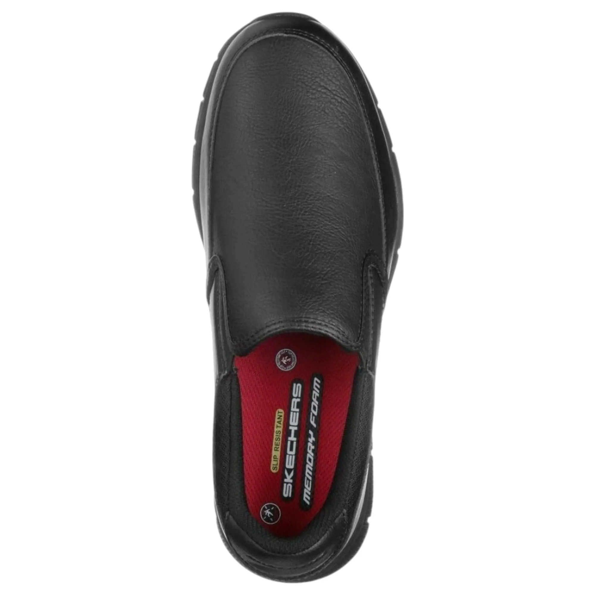 Mens Skechers Nampa Groton Slip Resistant Wide Fit Black Slip On Shoes