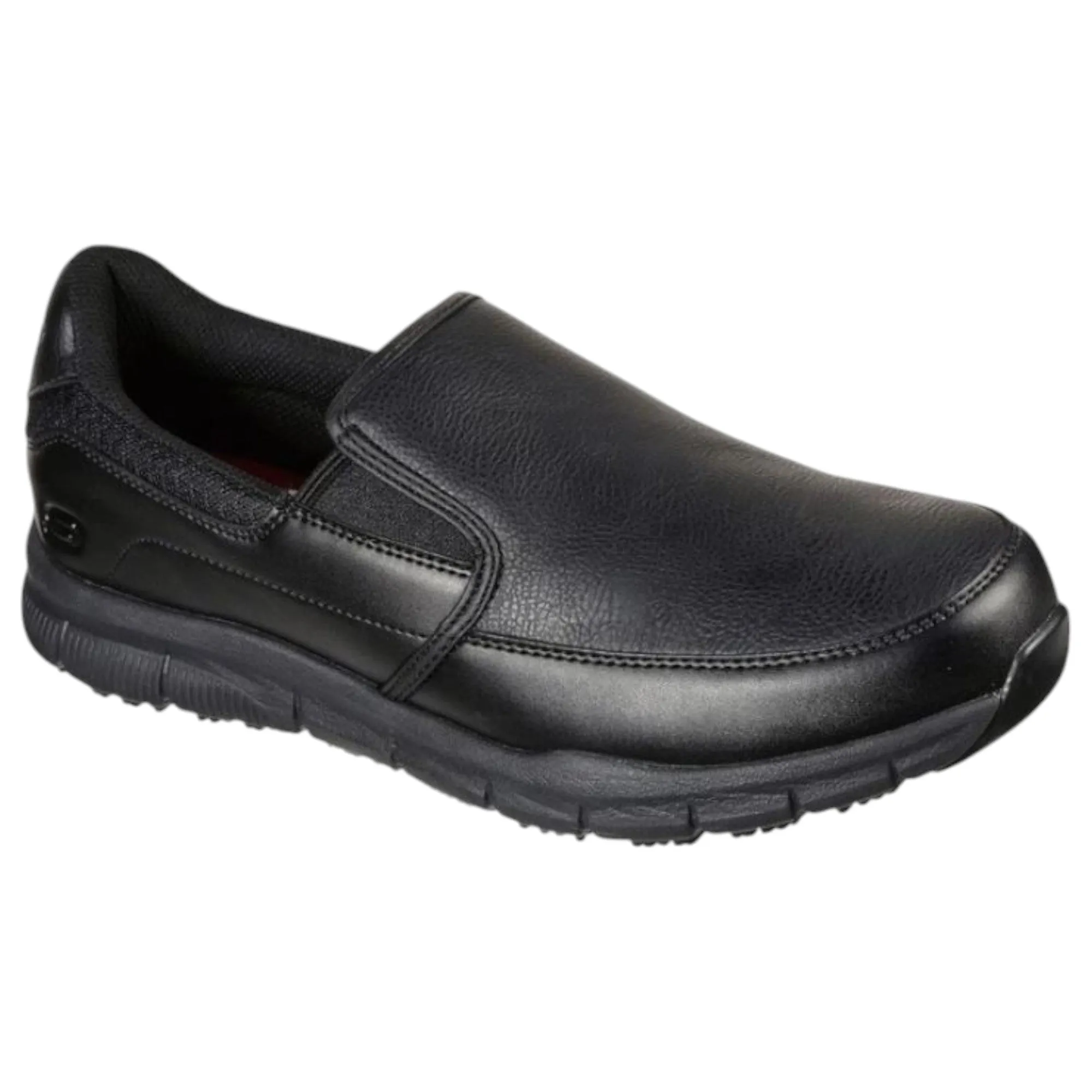 Mens Skechers Nampa Groton Slip Resistant Wide Fit Black Slip On Shoes