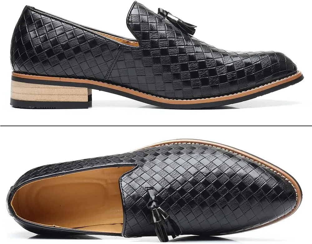 Mens Slip On Dress Shoes Leather Tassel Loafers