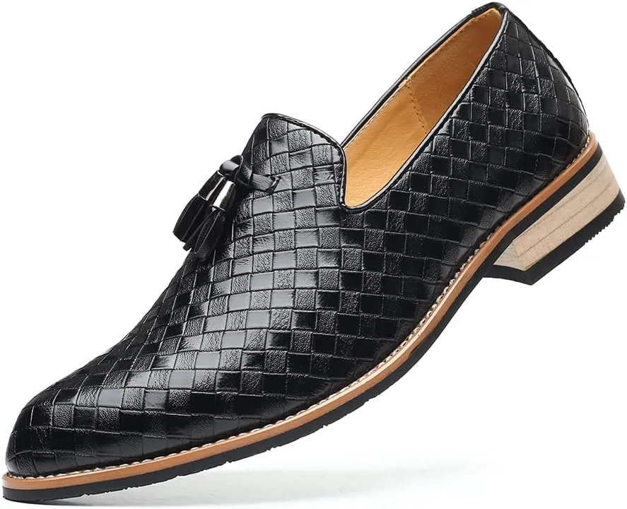 Mens Slip On Dress Shoes Leather Tassel Loafers