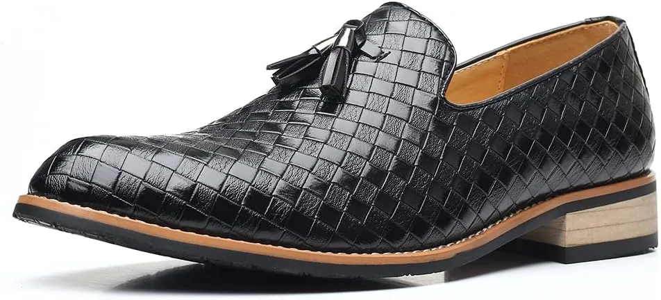 Mens Slip On Dress Shoes Leather Tassel Loafers