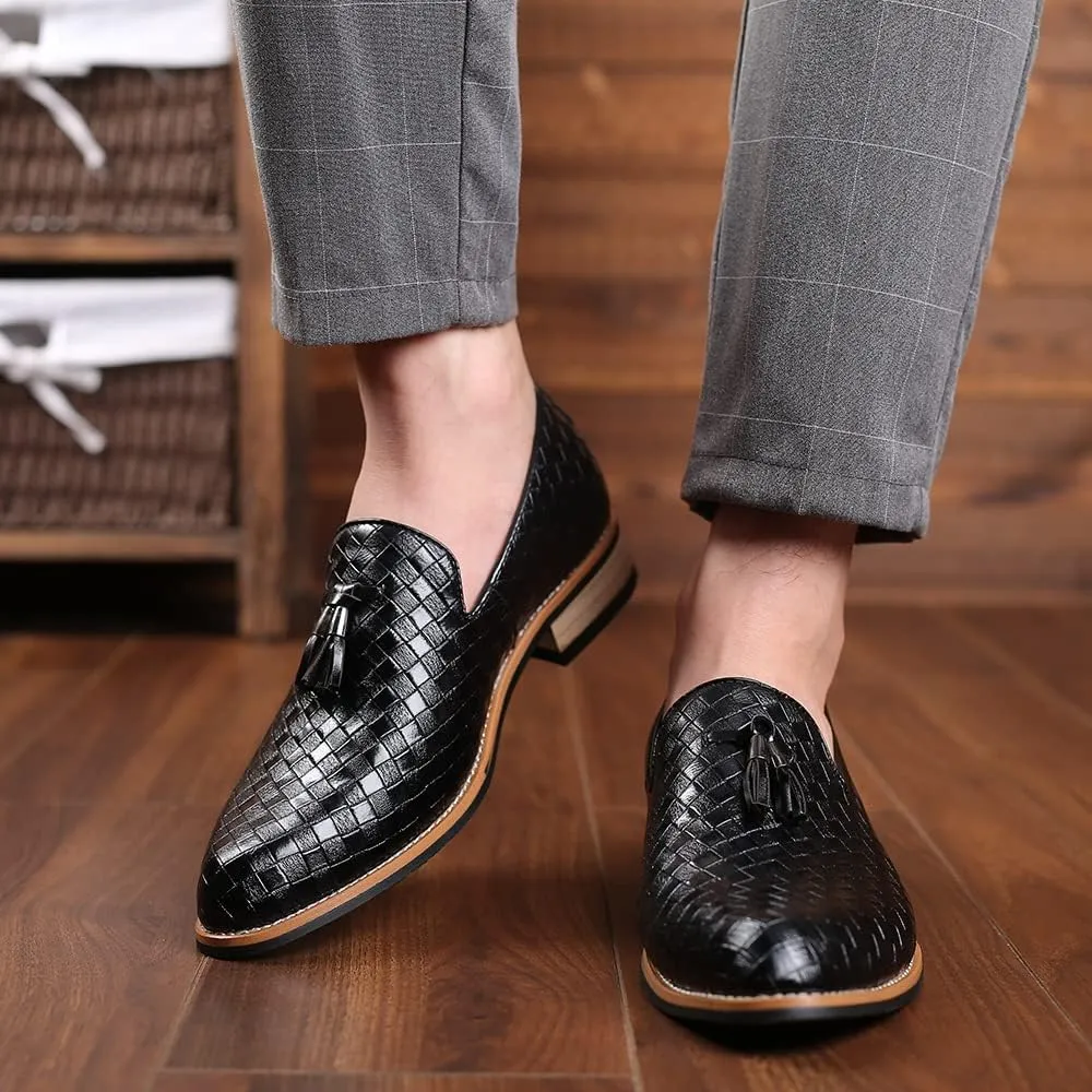 Mens Slip On Dress Shoes Leather Tassel Loafers
