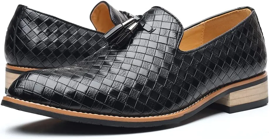 Mens Slip On Dress Shoes Leather Tassel Loafers
