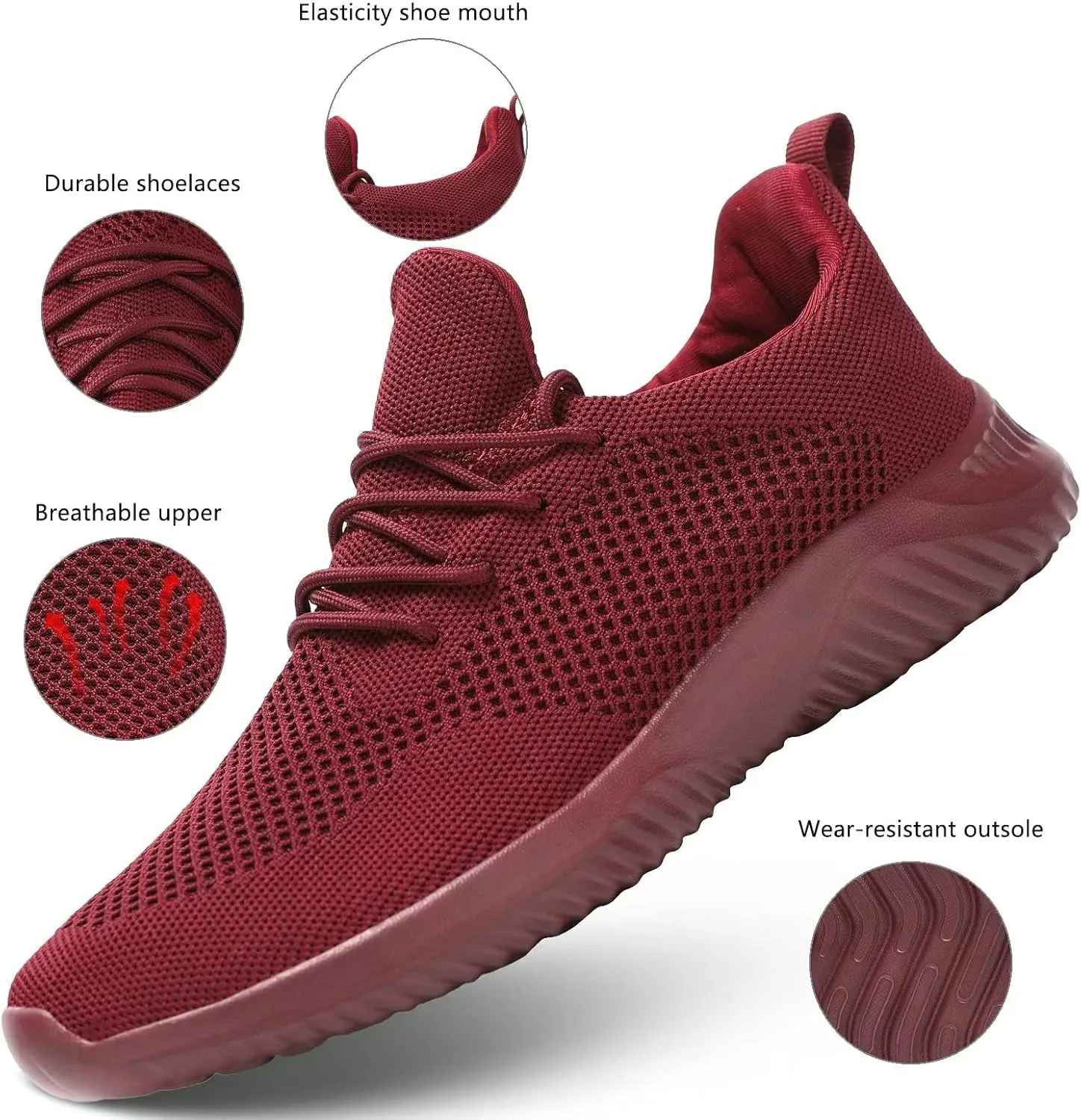 Mens Slip-on Tennis Shoes Walking Running Sneakers Lightweight Breathable Casual Soft Sole Mesh Work Gym Trainers