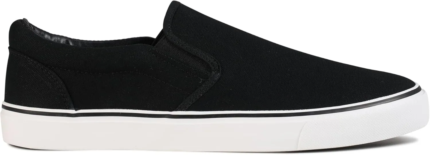 Men's Sneakers Classic Low Top Slip On Shoes Wide Canvas Skate Loafers Sneakers with Soft Insole Causal Dress Shoes for Men Comfortable Walking Shoes Slip on Sneakers for Men
