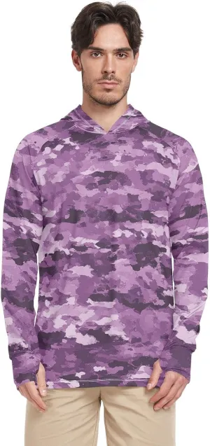 Mens Sun Protection Hoodie Long Sleeve Quick-Dry UPF 50  Rash Guard for Men