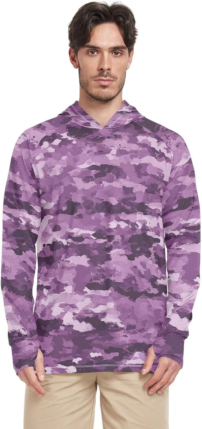 Mens Sun Protection Hoodie Long Sleeve Quick-Dry UPF 50  Rash Guard for Men