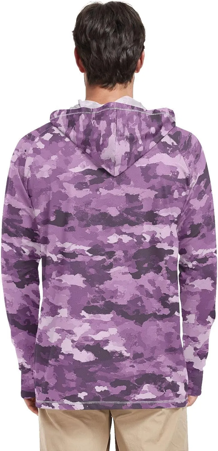 Mens Sun Protection Hoodie Long Sleeve Quick-Dry UPF 50  Rash Guard for Men