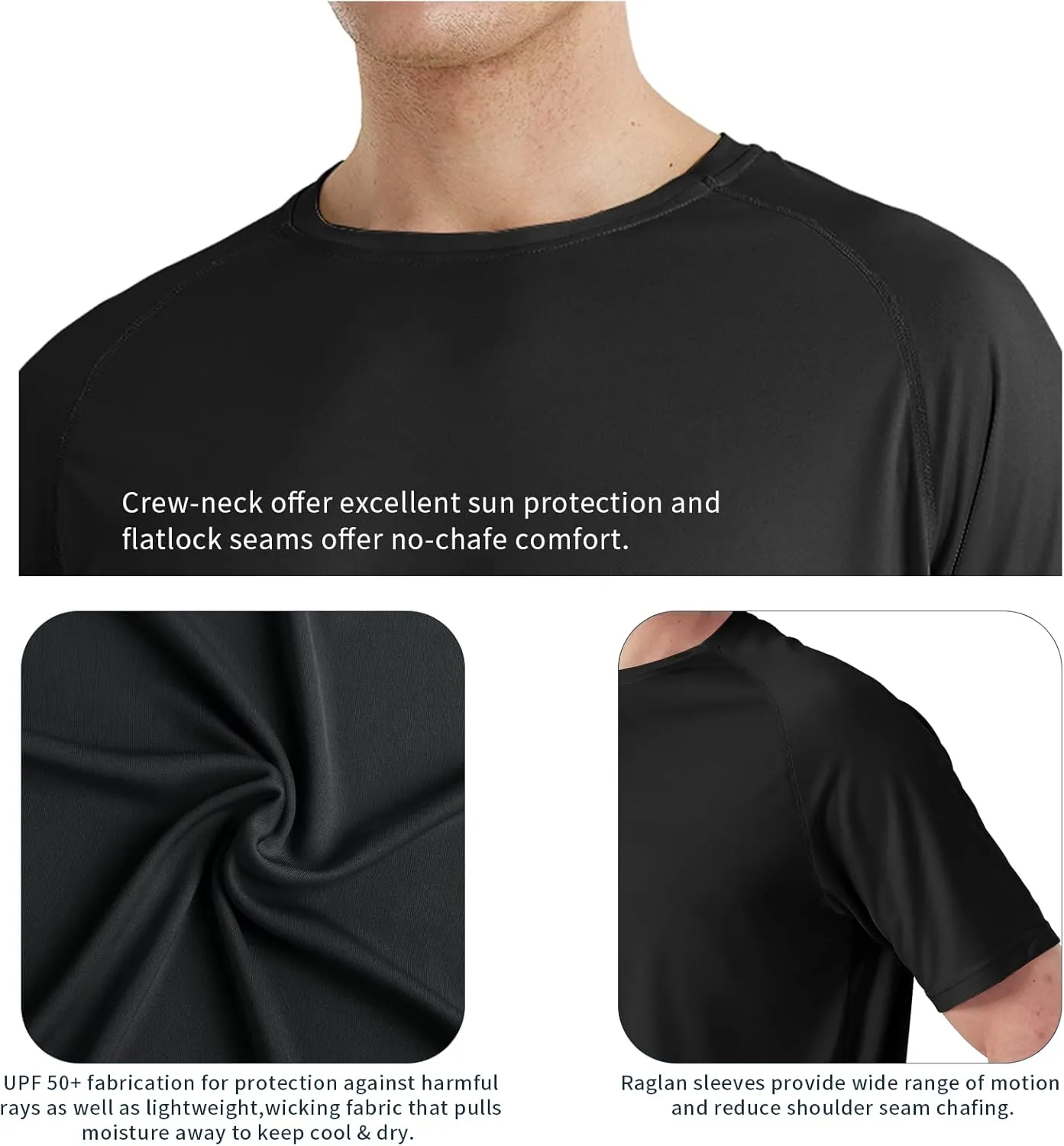 Men's UPF 50  Rash Guard Swim Shirt Short Sleeve Moisture Wicking Quick Dry Lightweight Wrinkle-Resistant
