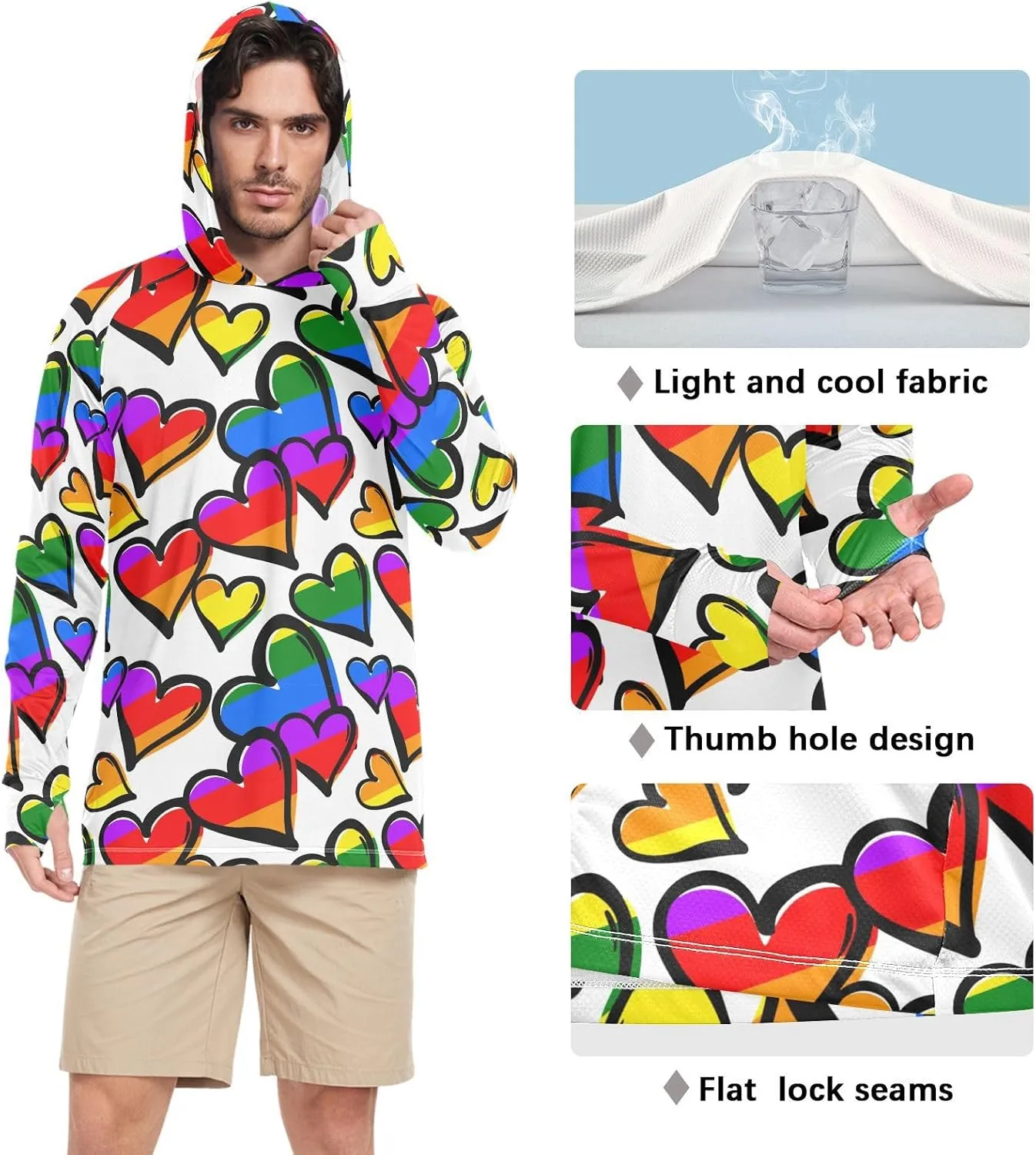 Men's UPF 50  Sun Protection Hoodie Shirt Long Sleeves SPF UV T-Shirt Rash Guard Fishing Outdoor Lightweight Shirt